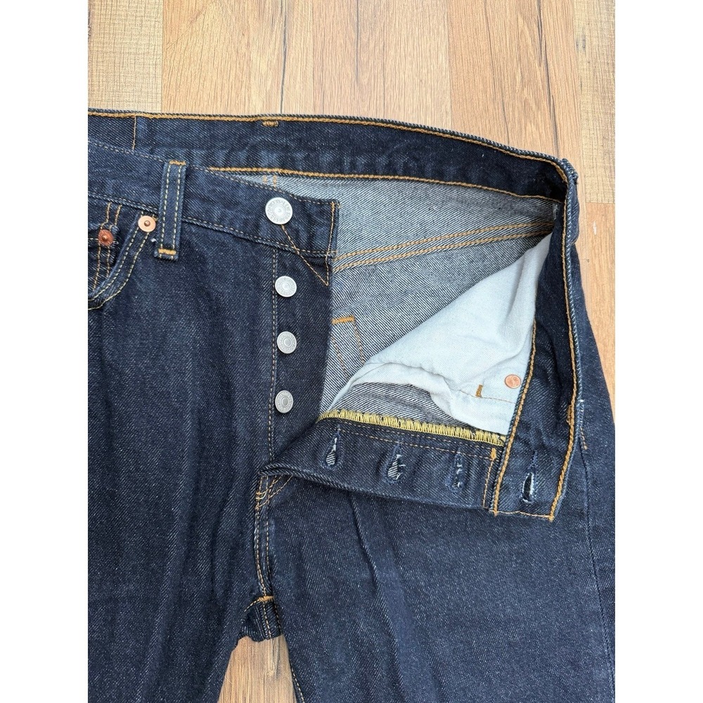 Levi's 501 Original Button Fly Jeans Dark Wash Straight Leg W29 L30 Water Less - Picture 5 of 10